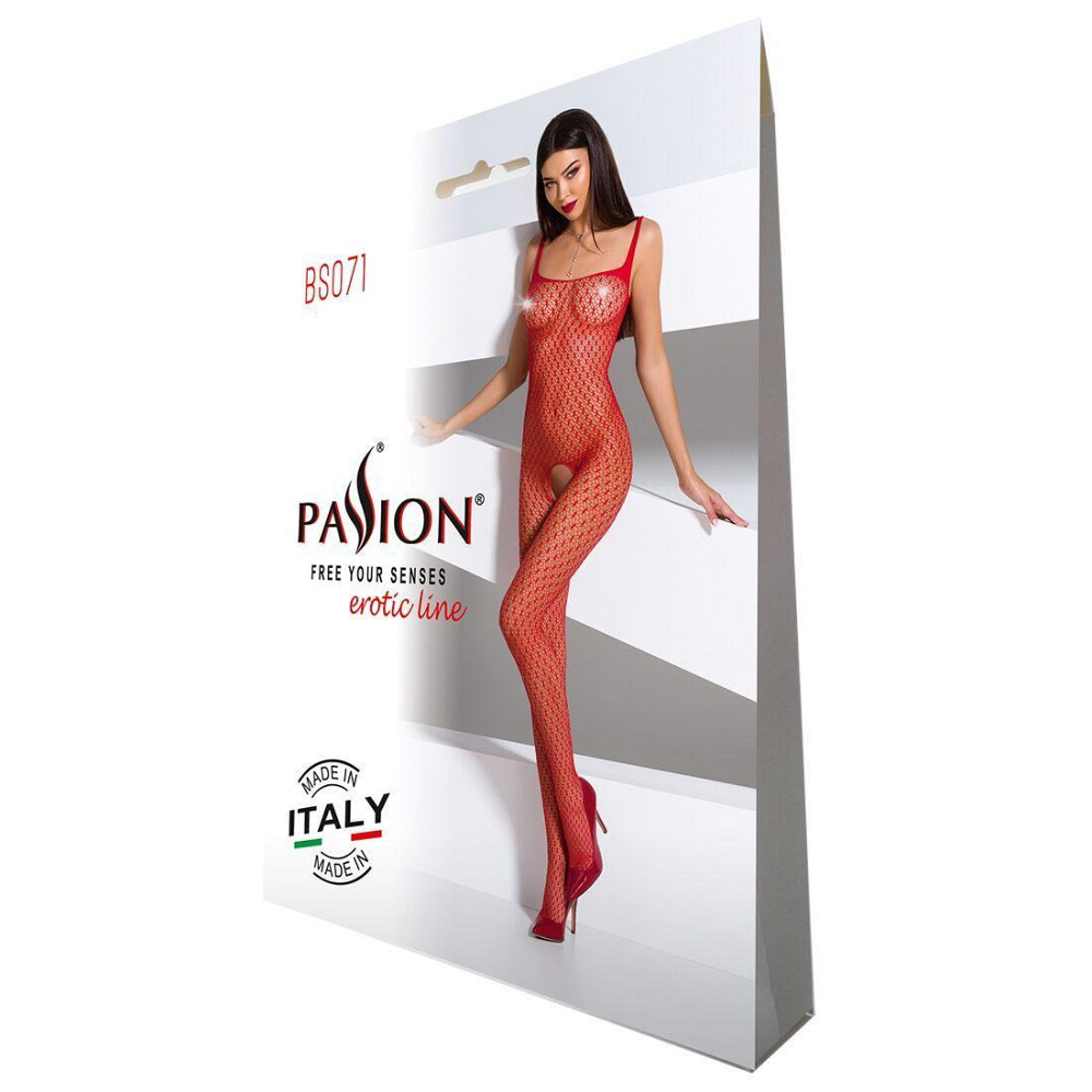 Бодістокінг Passion BS071 red, комбінезон на бретелях Sex Aura Київ - фото 5