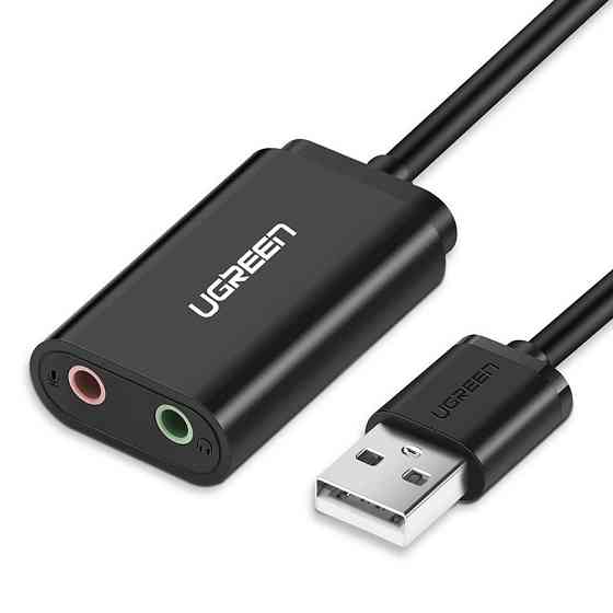 Звукова карта USB AUX jack, 2*TRS (Mic + Ear) ALC4042 Ugreen Чорна US205 Винница
