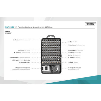 Набір інструментів Digitus Precision Screwdriver Set 115 (DA-70361) Вінниця - фото 6