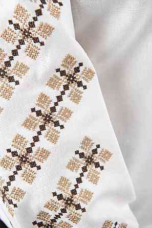 Вишиванка жіноча, лляна, з довгим рукавом, молочна топ Київ