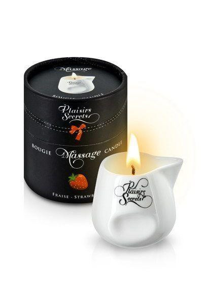 Масажна свічка Plaisirs Secrets Strawberry (80 мл) подарункова упаковка, керамічний посуд Sex Aura Київ - фото 1