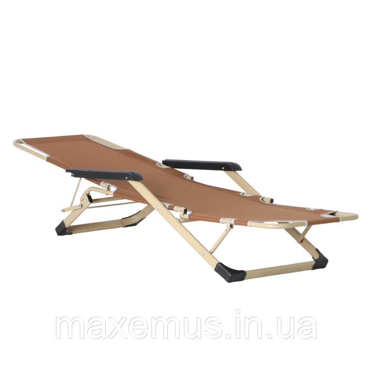 Раскладное кресло шезлонг туристический Bonro 178 см Садовый лежак пляжный шезлонг + подушка коричневый Мостиська - фото 11