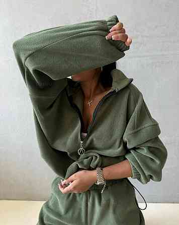 Жіночий теплий костюм-двійка: кофта та штани двосторонній фліс «Полар» Хакі, 46/48 Одеса