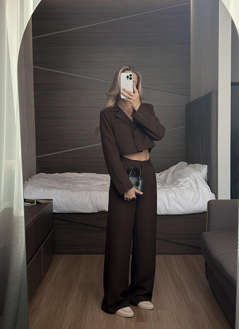 Стильний жіночий класичний костюм із турецької костюмки. Шоколад, 42/44 Одеса - фото 1