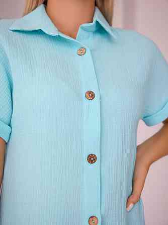 Літня муслінова сукня-сорочка "Erika" | Батал Блакитний, 54-56 Київ