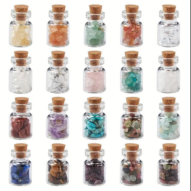 Набор стеклянных бутылочек с натуральными кристаллами Киев - изображение 1