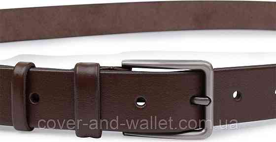 Довгий чоловічий ремінь батал з натуральної шкіри коричневого кольору 40 мм Puos Київ