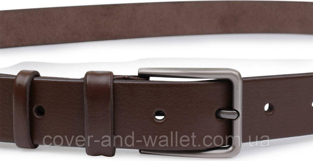 Довгий чоловічий ремінь батал з натуральної шкіри коричневого кольору 40 мм Puos Київ - фото 2