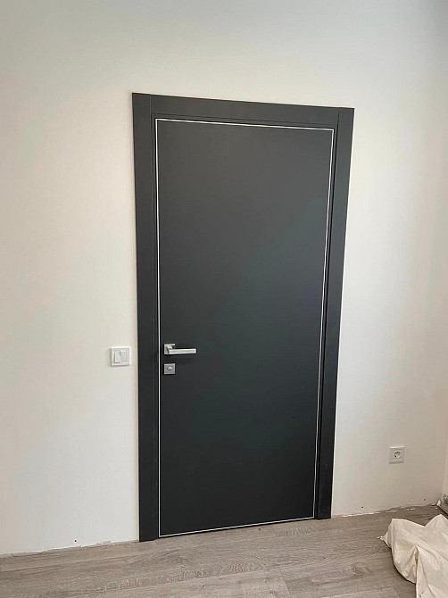 Двері екошпон, Полотно, серія PLATO (PLATO 01с) Темно-сірий Київ - фото 3