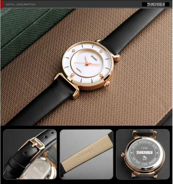 Женские классические часы Skmei 1330 (Золотистый) Винница - изображение 6