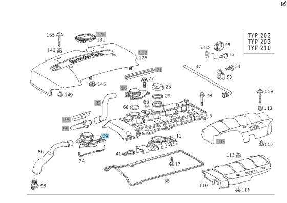 Mercedes-Benz  A6110160334 Кришка масловідділювача вентиляції газів двигуна OM646 OM648 OM611 OM612 OM613 C-class W203 CL203 Sportcoupe CLK Coupe C20 Одеса