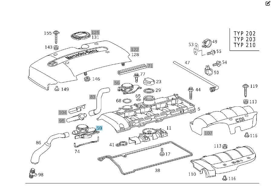 Mercedes-Benz  A6110160334 Кришка масловідділювача вентиляції газів двигуна OM646 OM648 OM611 OM612 OM613 C-class W203 CL203 Sportcoupe CLK Coupe C20 Одесса - изображение 2