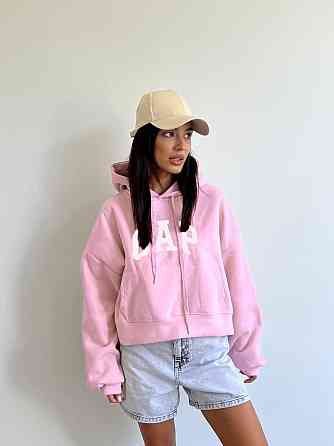 Женская утепленная укороченная худи кенгуру турецкая трехнить на флисе Барби Одесса