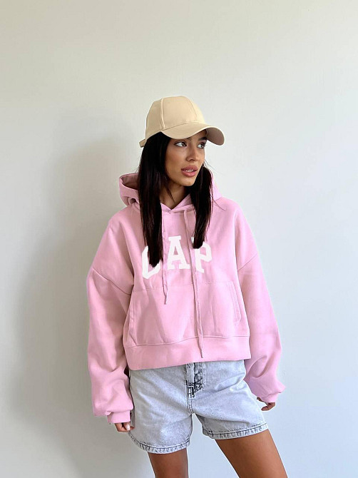 Женская утепленная укороченная худи кенгуру турецкая трехнить на флисе Барби Одесса - изображение 1