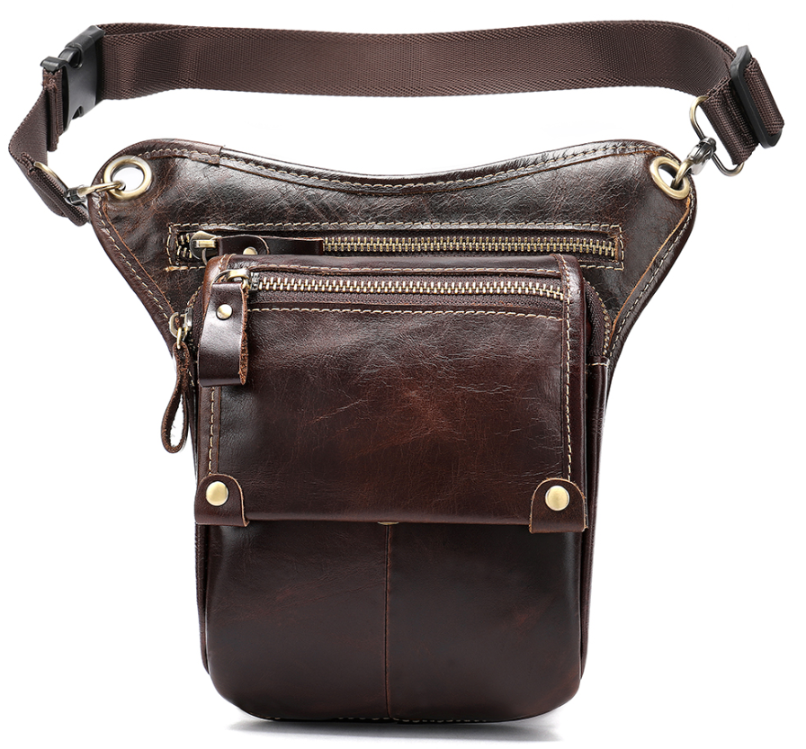 Сумка-барсетка на пояс мужская кожаная Коричневая (Vintage) Киев - изображение 5