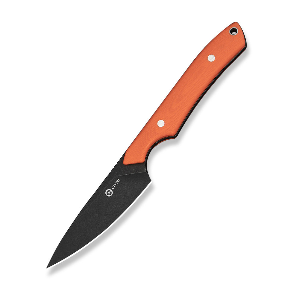 Нож фиксированный карманный Civvi High Grass Field Knife (7,4 см) 14C28N / G10 оранжевый с чехлом Киев - изображение 1