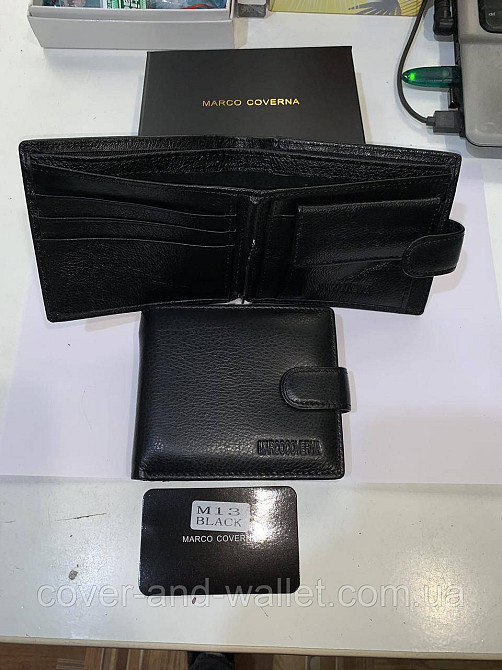 Мужской кожаный кошелёк с зажимом на кнопке Hassion Киев - изображение 8