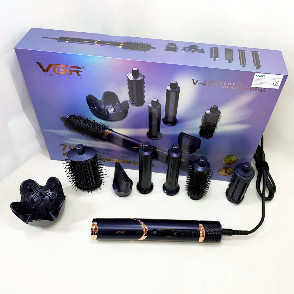 Хороший фен для випрямлення волосся VGR 7 в 1 V-477, Універсальна щітка-фен для волосся YP-39 Львів - фото 1