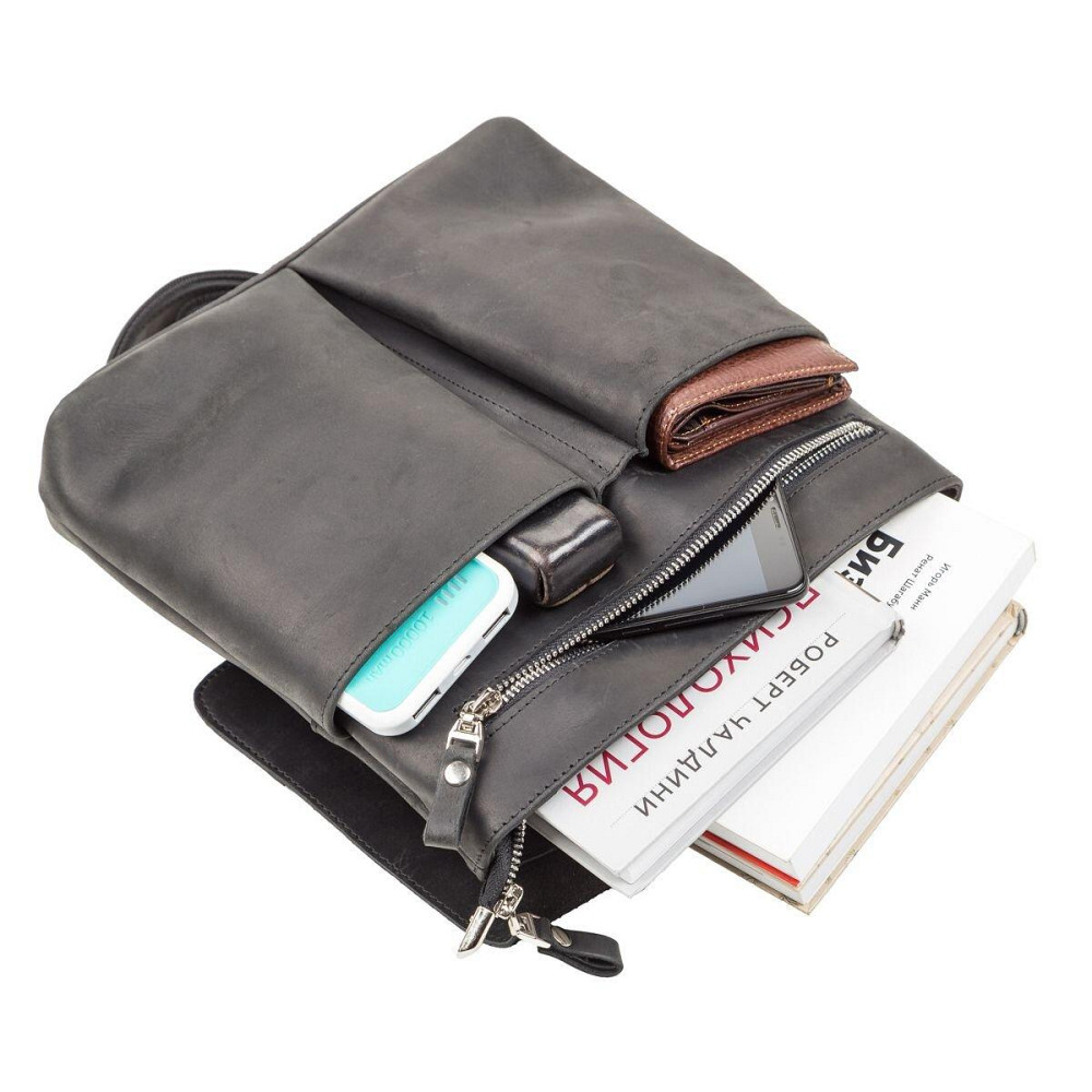 Сумка из винтажной кожи Черная (SHVIGEL) Киев - изображение 9