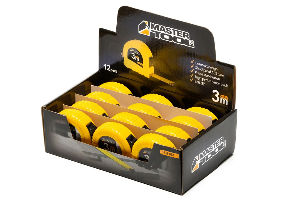 MASTERTOOL Рулетка MASTERTOOL 3 м×13 мм фіксатор полотна кнопка STOP протиковзний гачок 12 шт S Киев - изображение 6