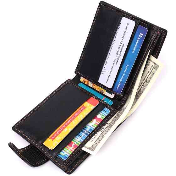 Горизонтальный небольшой кошелек для мужчин из натуральной кожи Vintage sale_15063 Черный Киев