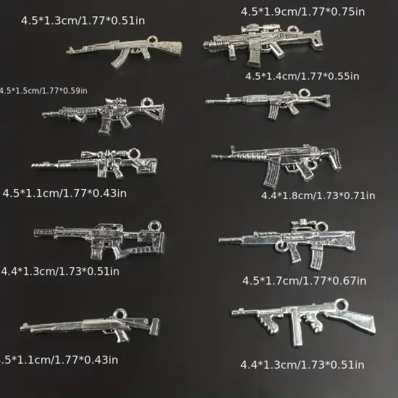 Набор подвесок «Автоматы» 10 шт – серебристые кулоны для украшений и рукоделия Киев