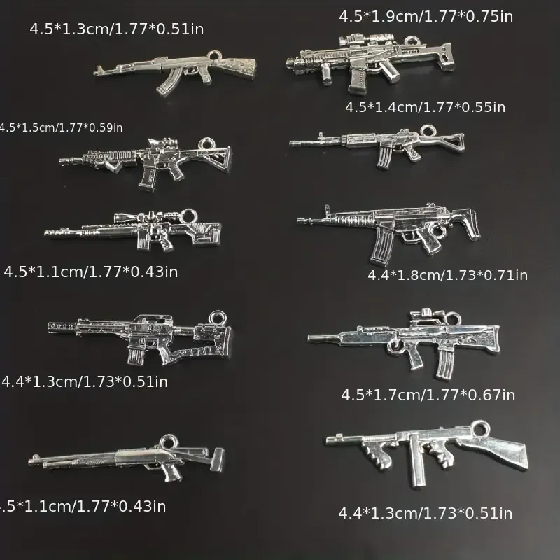 Набор подвесок «Автоматы» 10 шт – серебристые кулоны для украшений и рукоделия Киев - изображение 4