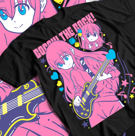 Футболка аниме Хитори Готоу Боккхи Рокк оверсайз (S/M/L) Черний AnimeJ0630 Днепр