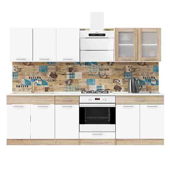 Кухня модульная Эверест Эко набор №4 дуб сонома/нимфея альба (белый) 2,6 м столешница Скай (DTM-071062) Львов