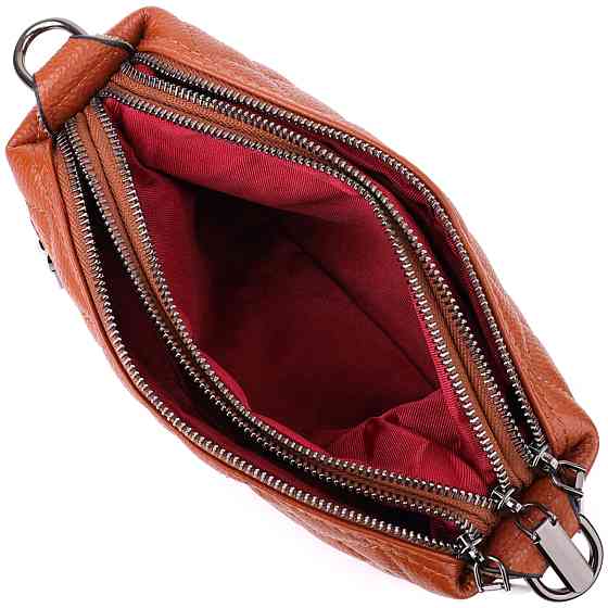 Жіноча сумка прошита модними ромбами з натуральної шкіри Vintage sale_15143 Рудий Київ