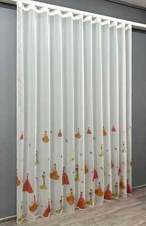 Тюль VR-Textil 1936т Шифон с принтом Молочный с разноцветным 300х270 см (42-0905) Киев