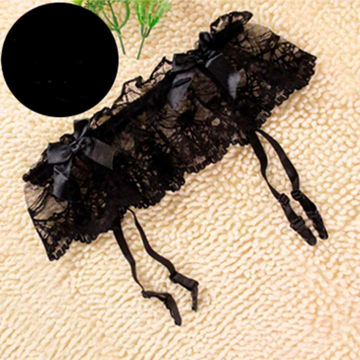 Мереживні стрінги з поясом для панчіх - Чорний - XS/S/M - Еротична білизна Вінниця - фото 3