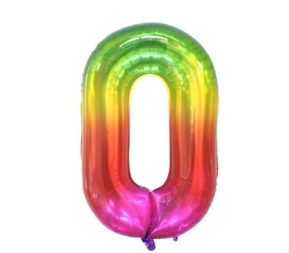 Шарик цифра 0 фольгированная 40 дюймов разноцветный Киев - изображение 1