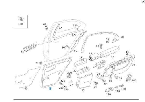 Mercedes-Benz  A2217302770 9E38 Задня ліва чорна дверна карта при сонцезахисній шторці S-class long V221 Одесса