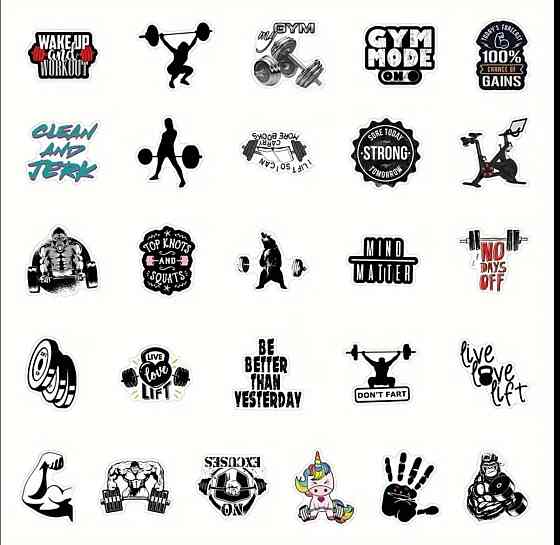 Набір вінілових стікерів «GYM Motivation» – 50 наклейок для спорту та фітнесу Київ