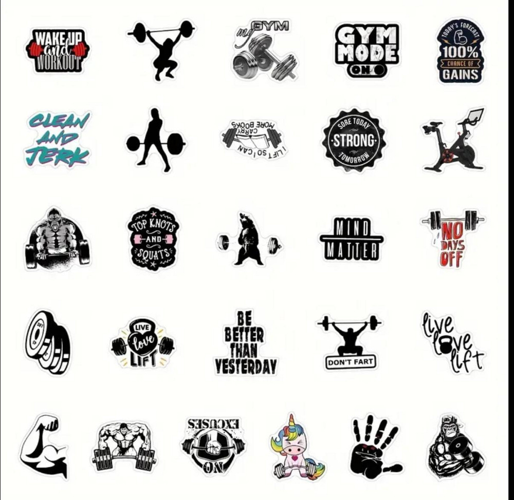 Набір вінілових стікерів «GYM Motivation» – 50 наклейок для спорту та фітнесу Київ - фото 4