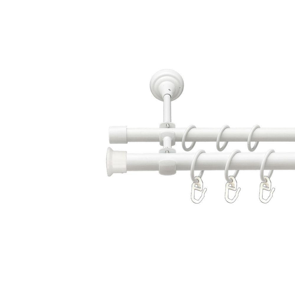 Карниз Orvit Дуо металевий дворядний відкритий гладка труба кільце металеве Арктіс 19\16 мм 160 см (00-00021217) Львів - фото 1