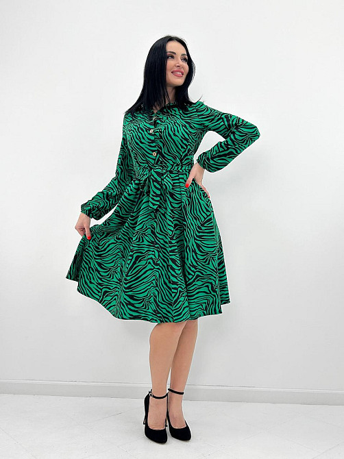 Повсякденна сукня міді "Kate" оптом | Батал | Разпродаж моделі Зелений, 50-52 Київ - фото 2