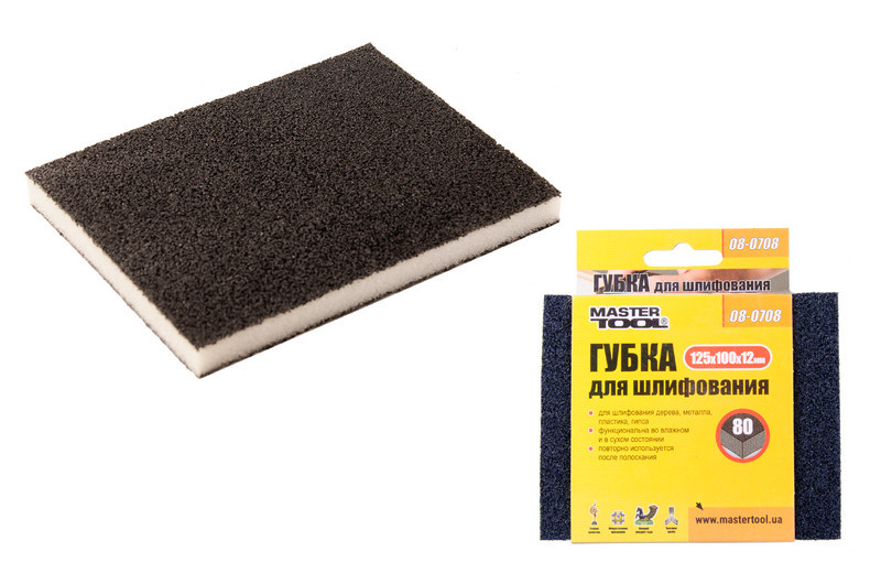 MASTERTOOL Губка для шліфування MASTERTOOL СОФТ Р80 125х100х12 мм 08-0708 Коломия - фото 2