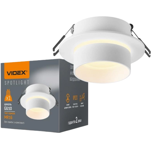 LED Світильник врізний під лампу GU10 круглий білий VL-SPF11R-W Videx Житомир - изображение 2