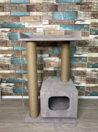 Велика кігтеточка дряпка з будиночком і лежанкою 100×60×40 см для котів Київ