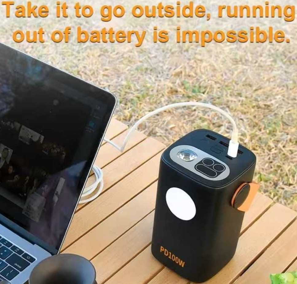 Повербанк для ноутбуків, зарядна станція 60000 mAh 100W PD+QC Black. Київ - фото 5