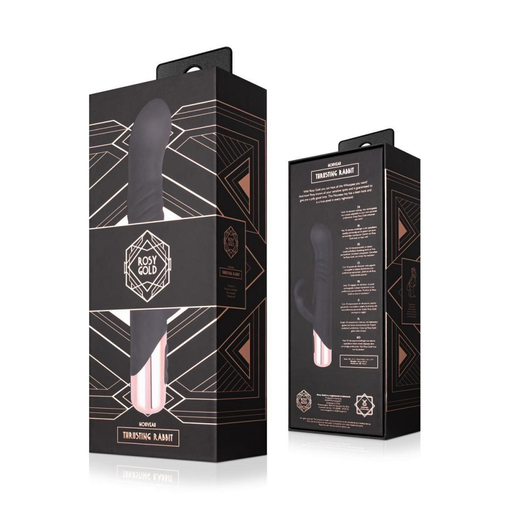 Вібратор-кролик Rosy Gold - Rabbit Vibrator with thrusting function - Black Sex Aura Київ - фото 8