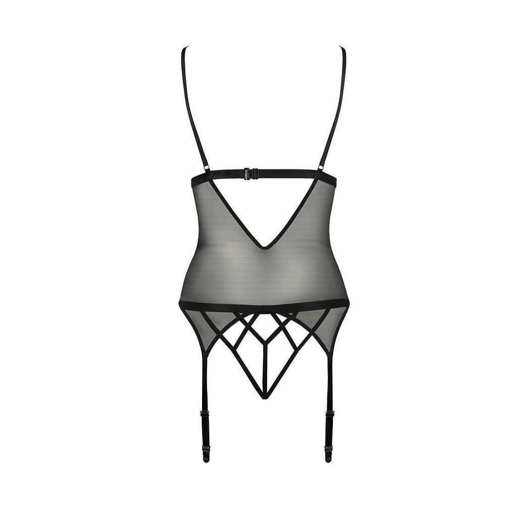 Корсет с открытой грудью Passion DIABOLINA CORSET S/M, black, пажи, трусики, полупрозрачный Sex Aura Киев - изображение 4