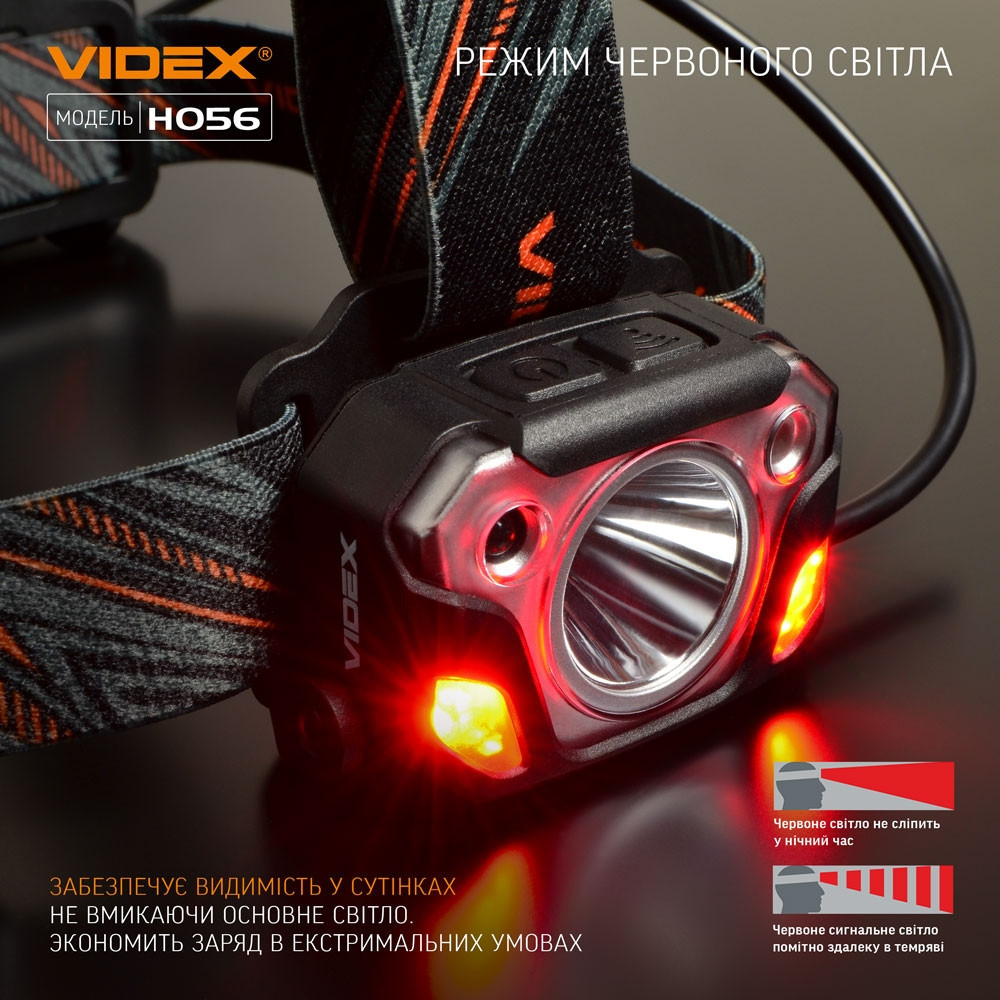 Ліхтарик LED налобний 1400Lm 6500К чорний VLF-H056 Videx Житомир - фото 7