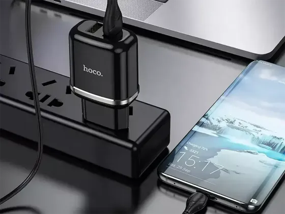 Зарядний пристрій Hoco N4 USBx2 з кабелем USB - micro USB, компактний, швидкий та безпечний Одеса