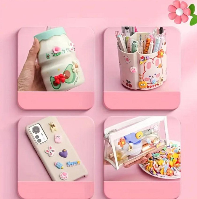 3D дитячі силіконові наклейки для термосів, мобільних телефонів, набір 20 шт. з мультяшними тваринам Київ - фото 4