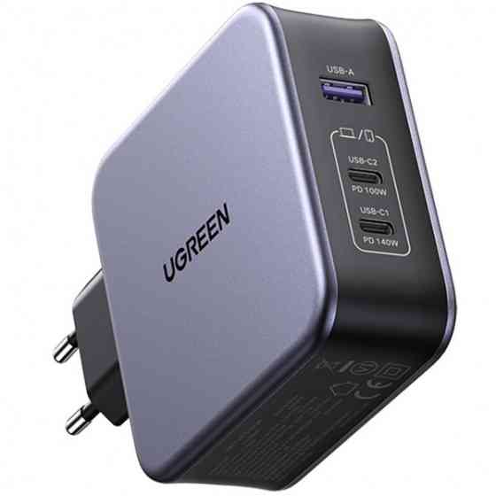 Зарядний пристрій 3xUSB 140W GaN (2хUSB-C+USB-A) CD289 with C to C Cable 1.5 м Gray Ugreen (90549) Київ