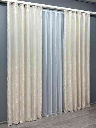 Комплект готових штор VR-Textil Жакард Sultan YL № 1763ш Молочний 100х270 см 2 шт (31-0012) Київ