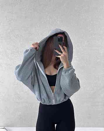 Жіноча стильна та тепла зіп-худі оверсайз тринитка на флісі Меланж Одеса